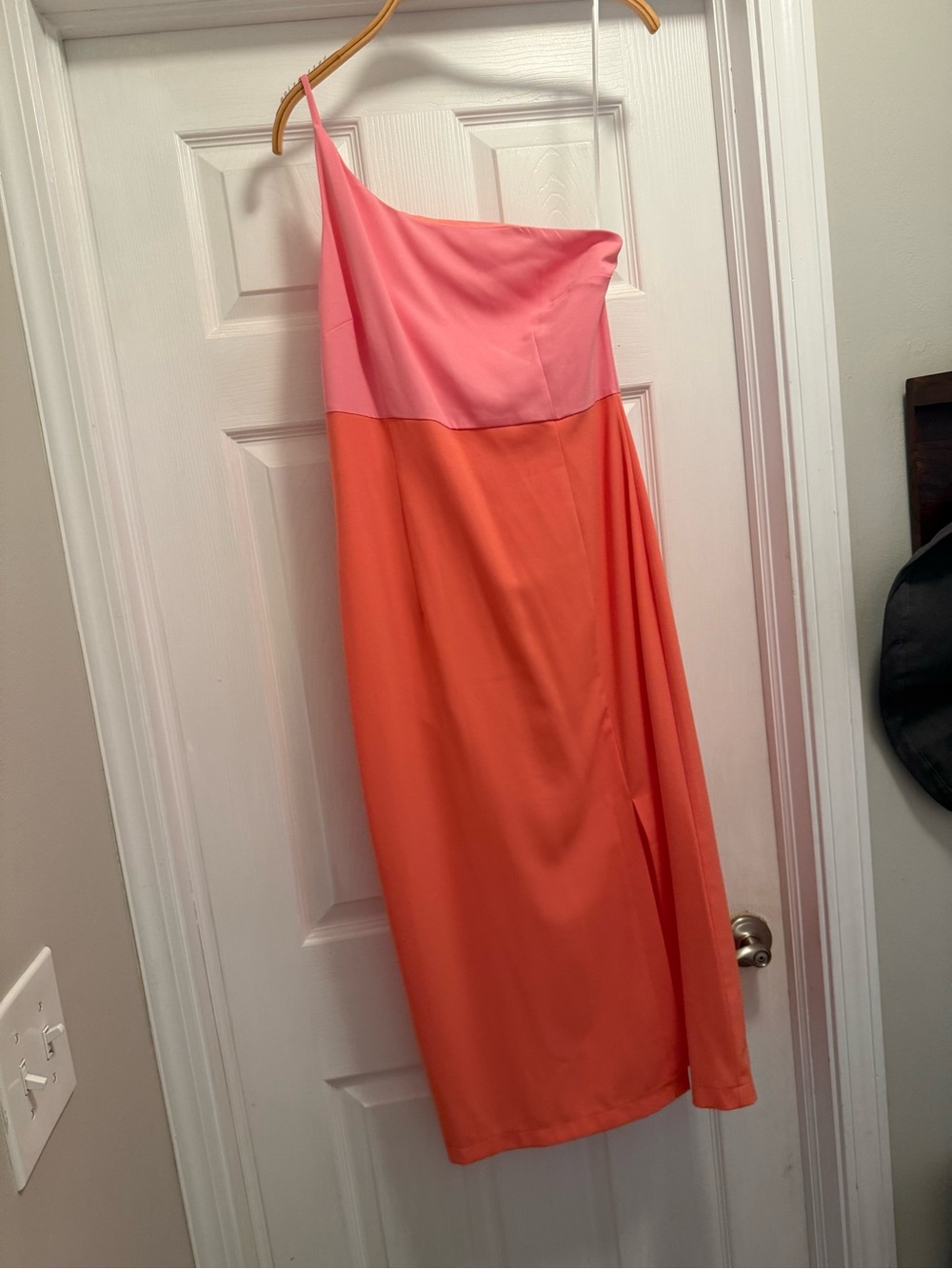 Petal & Pup Pink and Coral One-Shoulder Midi Dress